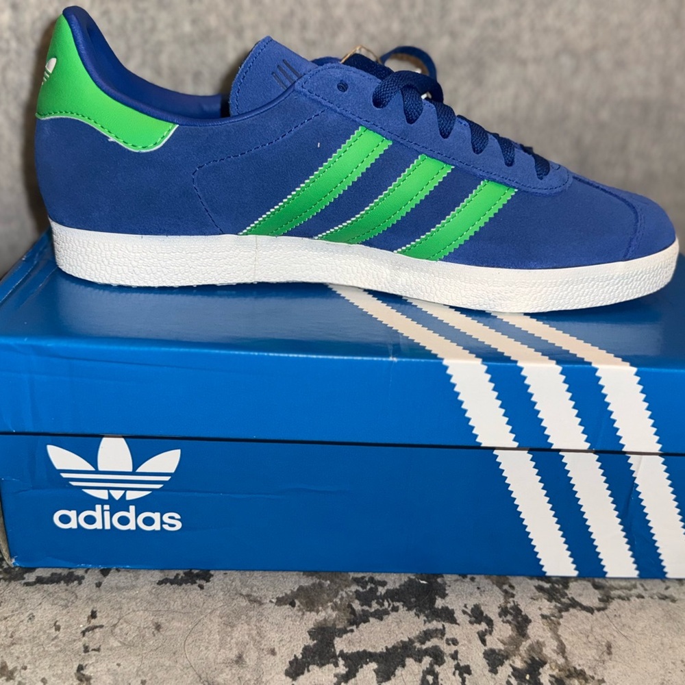Adidas Royal Blue with Lime Green Stripes Sneakers
